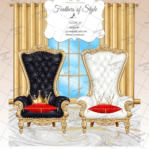 Royal Throne Chair 10 Colors Silver & Gold 20 Digital Images - Etsy