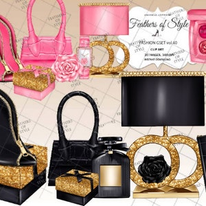 Fashion accessories clipart, Fashion clipart, Fashion Illustration, Fashion set clipart, Bag clipart, Shoe clipart, Pink planner clipart