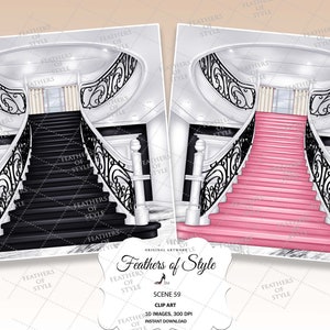 Stairs scene, Stairs illustration, Stairs clipart, Stairs background