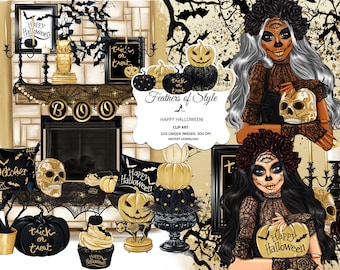 Halloween Cliparts, Halloween Planner, Halloween Stickers, Witch Cliparts, Skull Clipart, Pumpkin clipart, Halloween Elements
