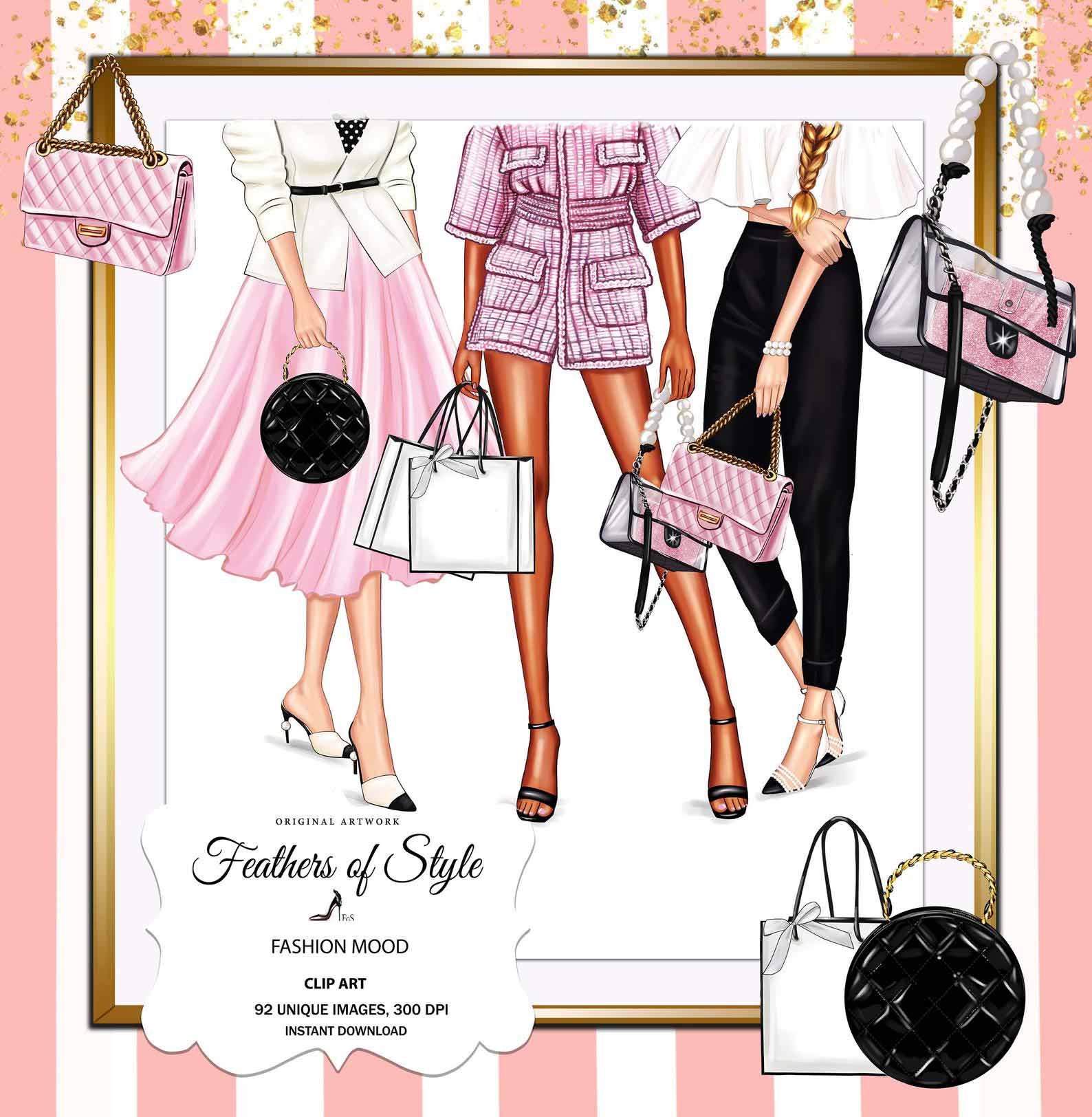 Shopping Girls Clipart City Girls Fashion Girls Clipart Etsy