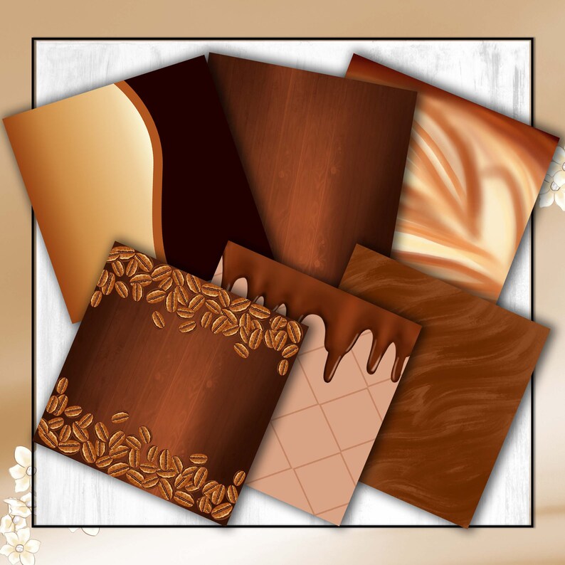 Coffee Digital Papers Coffee Bean Papers Coffee Names Etsy
