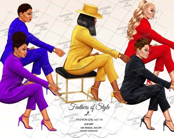 Boss Babe Clipart, Business Frau Clipart, Lady Boss Clipart, Planer Girl Clipart, Boss Mädchen Clipart, Fashion Illustration
