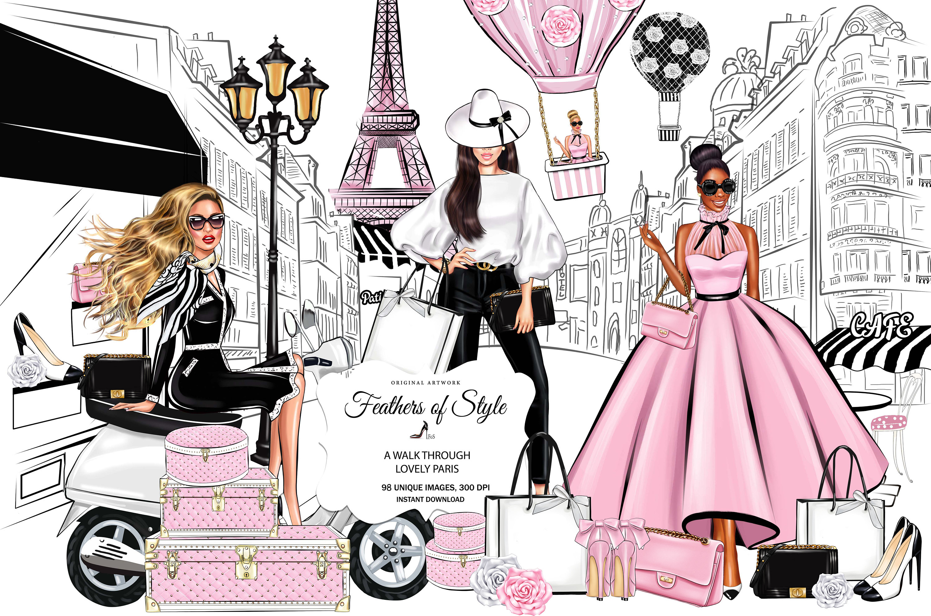 Paris Girls Clipart Spring Fashion Clipart Fashion Girl - Etsy UK