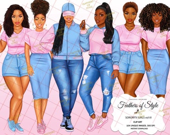 Sisterhood clipart, Sorority clipart, Afro girls clipart, Girl Boss Fashion, African American clipart, Afro woman clipart, Fashion clipart