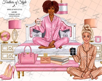 Bedroom clipart, Boss babe clipart, Planner Girl Clipart, Fashion Girl Clipart, Girl boss clipart, Fashion Illustration, Planner Sticker