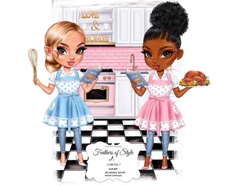 Cooking clipart, Thanksgiving Clipart, Cook clipart, Female chef clipart, Kitchen clipart, Boss babe clipart, Boss girl clipart