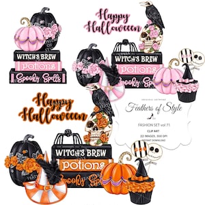 Halloween Clipart, Halloween planner, Pumpkin clipart, Halloween artwork, Planner stickers