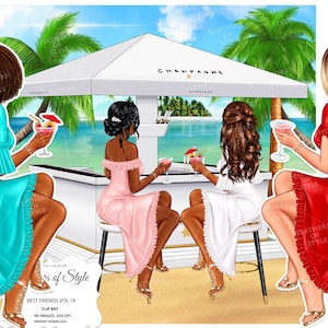 Meilleures amies de l'été clipart, clipart âmes soeurs, clipart Besties, amis clipart, clipart Bff, clipart amis d'été, clipart filles Afro