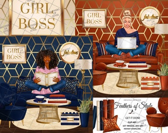 Boss babe clipart, Planner Girl Clipart, Fashion Girl Clipart, Boss Girl, Girl boss clipart, Fashion Illustration, Planner Sticker