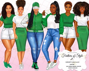 Sorority clipart, Sisterhood clipart, Afro girls clipart, Girl Boss Fashion, Fashion clipart, African American clipart, Afro woman clipart