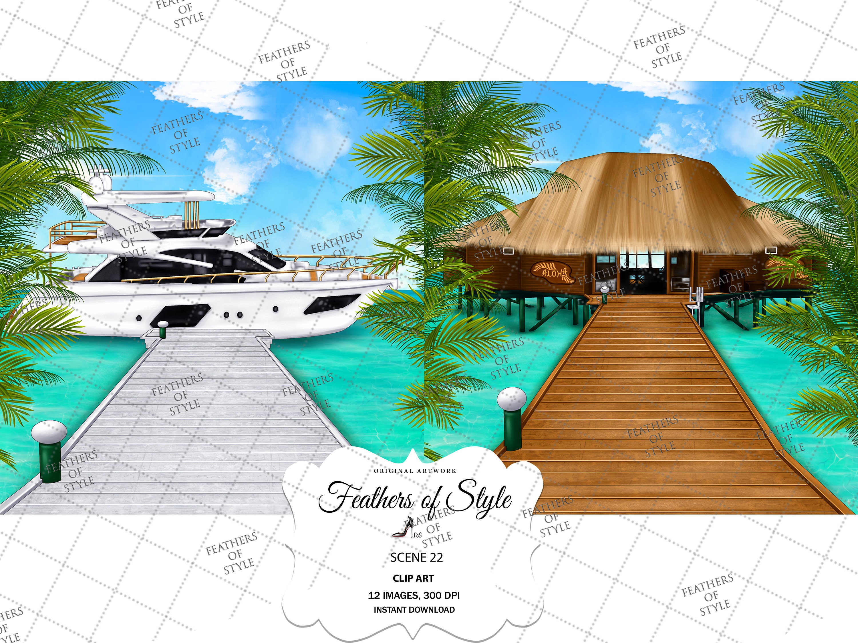 Background scene Beach scene Beach clipart Fashion clipart | Etsy