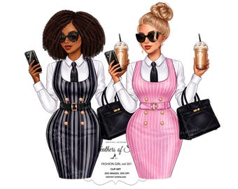 Boss babe clipart, Boss woman clipart, Coffee girl clipart, Lady boss clipart, Planner Girl Clipart, Boss Girl clipart, Fashion Illustration