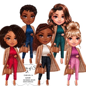 Clipart poupée Chibi, poupée Chibi png, clipart fille Chibi, Boss Babe chibi clipart, clipart Chibi mode, clipart Chibi Boss