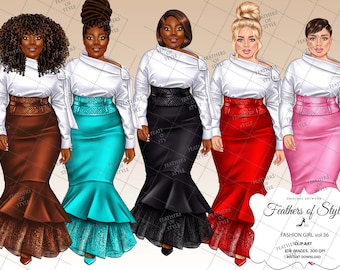 Fashion lady clipart, Classy lady clipart, Boss lady clipart, African American clipart, Afro lady clipart