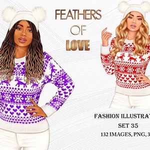 Winter girl clipart, Christmas clipart, Christmas girl clipart, Xmas clipart, Winter clipart, Boss babe clipart, African American clipart