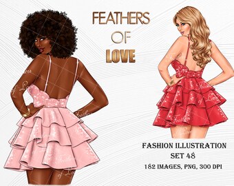 Clipart Boss Babe, clipart Summer Girl, clipart Boss Lady Girl, clipart Fashion Girl, ilustração de moda, clipart afro-americano