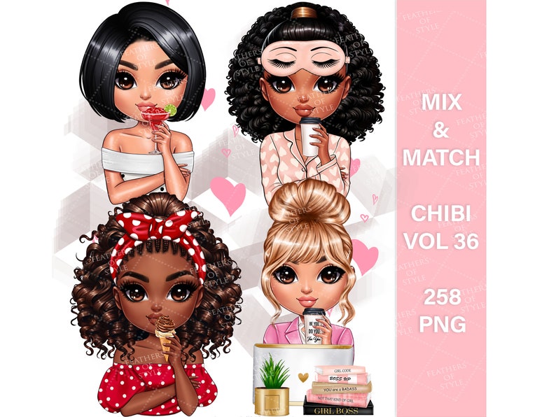 Chibi doll clipart, Business Chibi doll png, Chibi girl clipart, Boss Babe chibi clipart, Fashion Chibi Clipart, Boss Chibi clipart image 1