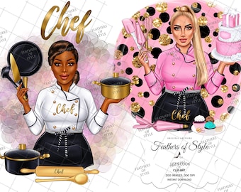 Chef clipart, Cook clipart, Female chef, Cooking clipart, Boss babe clipart, Boss girl clipart