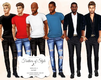 Man clipart, Boyfriend clipart, Casual man clipart, Sport man clipart, Boy clipart, Male clipart, African american man clipart