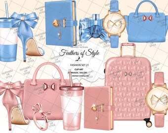 Fashion set clipart, Fashion accessories clipart, Fashion clipart, Fashion Illustration, Bag clipart, Shoe clipart, Coffee cup clipart