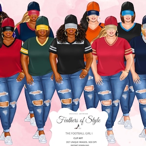 Football Mädchen Clipart, Sport Mädchen Clipart, Plus Größe Mädchen Clipart, Kurvige Mädchen Clipart, Afro Mädchen Clipart, Afro Mädchen Clipart