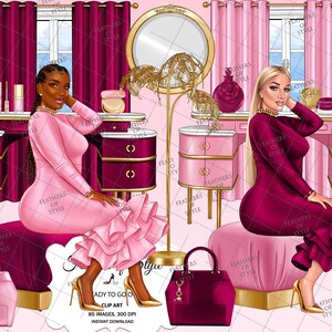 Beauty clipart, Makeup clipart. Cosmetics Clipart, Fashion Clip Art, Beauty Blog, Fashion Blog, African American girl image 1