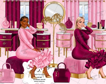 Beauty clipart, Makeup clipart. Cosmetics Clipart, Fashion Clip Art, Beauty Blog, Fashion Blog, African American girl
