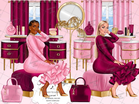 Beauty clipart, Makeup clipart. Cosmetics Clipart, Fashion Clip Art, Beauty Blog, Fashion Blog, African American girl