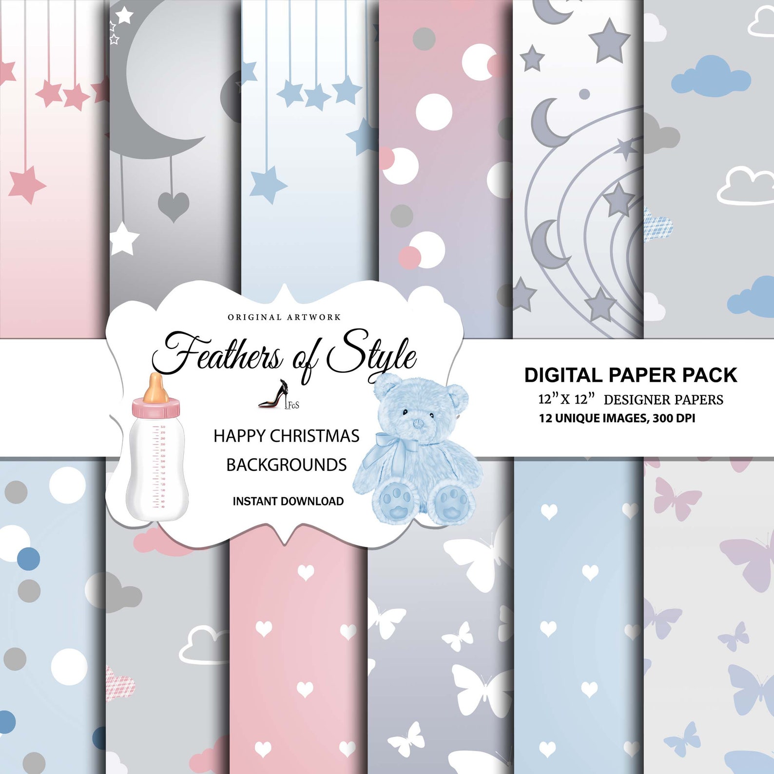 Nursery Basic Papers Nursery Patterns Nursery Digital Paper Etsy