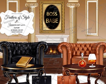 Background scene, Fashion accessories clipart, Fashion clipart, Fashion set clipart, Boss babe clipart, Fashion Illustration, Bag clipart