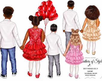 Children clipart, Boy and Girl clipart, Best friends clipart, Family clipart, Besties clipart, Friends clipart, Bff clipart