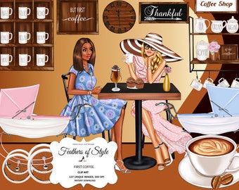 Kaffee Mädchen Kaffee Clipart Kaffee Liebhaber Kaffee Planer Mode Mädchen Illustration Coffee Shop Clipart