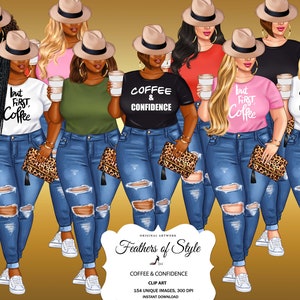 Plus size girls clipart, Curvy girls clipart, Fashion girls clipart, Fashionable girls clipart, African American clipart, Afro girls clipart