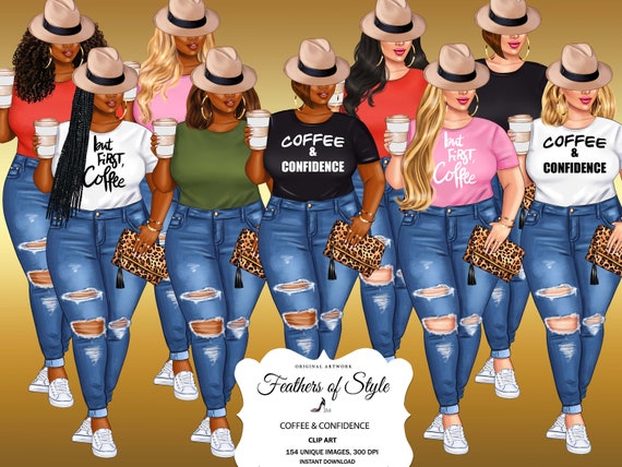 Plus Size Girls Clipart, Curvy Girls Clipart, Fashion Girls Clipart,  Fashionable Girls Clipart, African American Clipart, Afro Girls Clipart -   Ireland