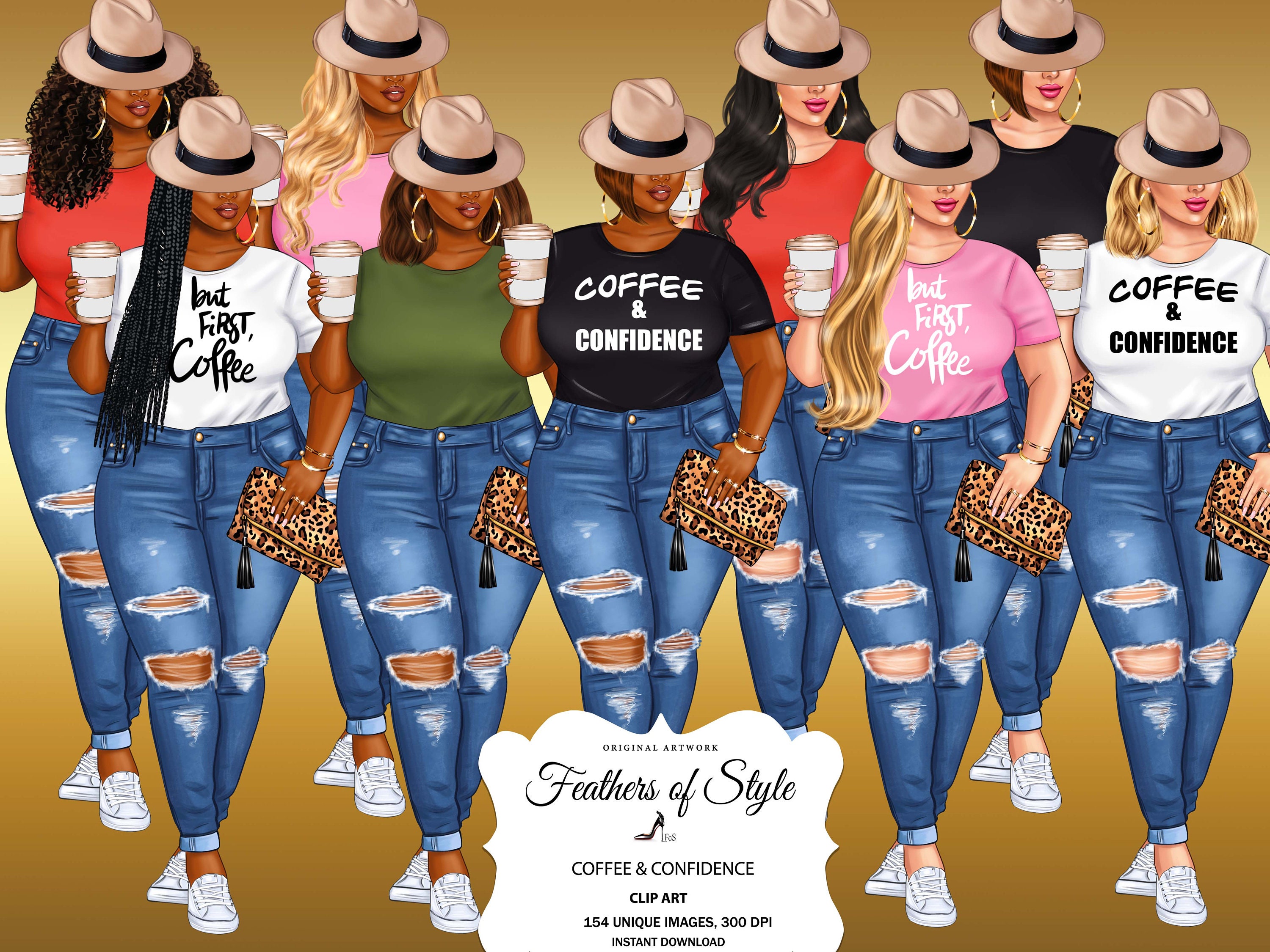 Download Plus Size Girls Clipart Curvy Girls Clipart Fashion Girls Etsy