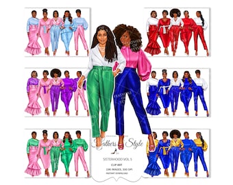 Sorority clipart, Sisterhood clipart, Lady boss clipart, Afro girls clipart, Girl Boss Fashion, Fashion clipart, African American