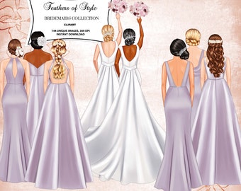 Clipart de madrinhas, Clipart de casamento, Clipart de noiva, Clipart de madrinha, Clipart de casamento, Garota fashion