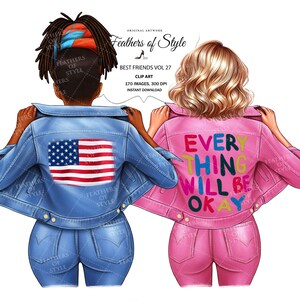 Beste Freunde Clipart, Seelen Schwestern Clipart, Besties Clipart, Freunde Clipart, Bff Clipart, Denim Mädchen Clipart
