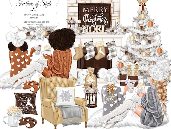 Christmas Clipart Xmas Elements Xmas Clipart Winter clipart Holiday clipart Christmas Decorations Ornaments African American clipart