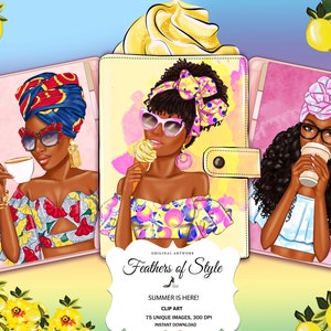Fashion girl clipart, Summer girl, City girl clipart, Afro girls clipart, Fashion Clipart, Fab Girls Clipart, African american clipart