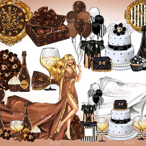 Silvester Clipart, Party Clipart, NYE ClipArt, Silvester Vorabend Clipart, Pary mit Stil Clipart, Neujahr Mode Clipart, Fashion Illustration