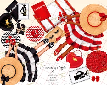 Fashion Girl Clipart, Fashion accessories clipart, Fashion clipart, Fashion Illustration, Fashion set clipart