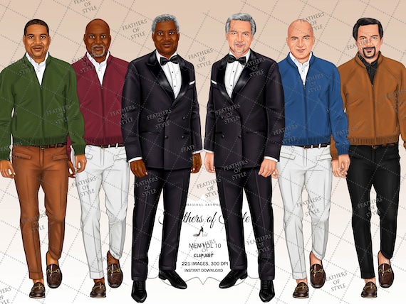 Grandfather clipart, Grandpa clipart, Man clipart, Father clipart, Casual man clipart, Male clipart, African American man clipart