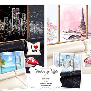 New York Szene, New York Illustration, Paris Szene, Paris Illustration, Sommer Szene, Strand Illustration, Strand Szene, Sommer Illustration