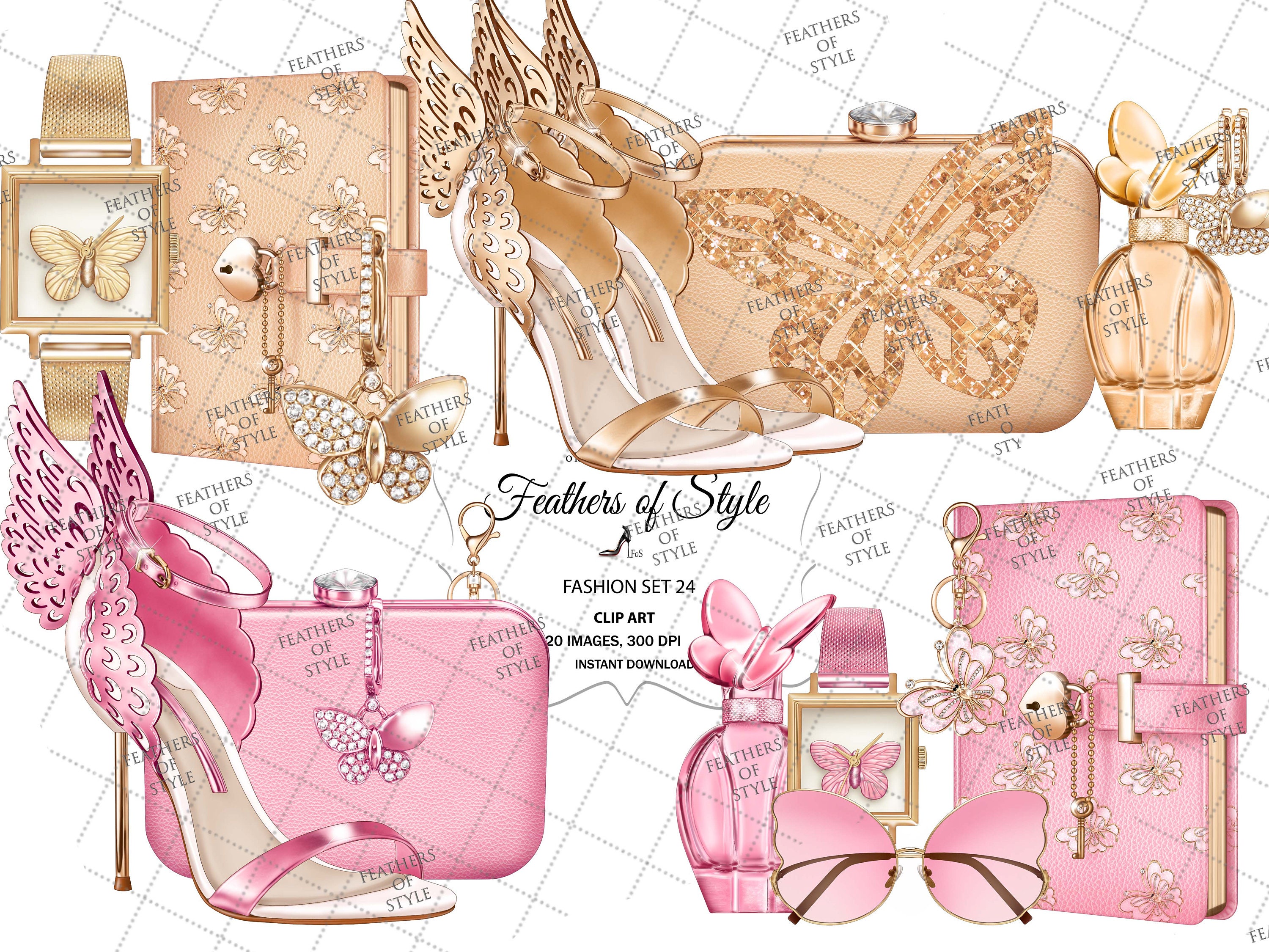 Fashion accessories digital clipart