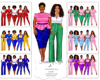 Sorority clipart, Sisterhood clipart, Lady boss clipart, Afro girls clipart, Girl Boss Fashion, Fashion clipart, African American