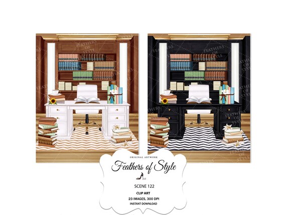 Boss office clipart, Background scene, Home decor clipart, Fashion clipart, Lady boss office clipart, Fashion Illustration