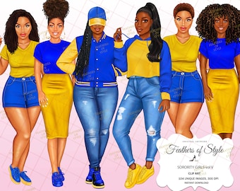 Sisterhood clipart, Sorority clipart, Afro girls clipart, Girl Boss Fashion, Fashion clipart, African American clipart, Afro woman clipart