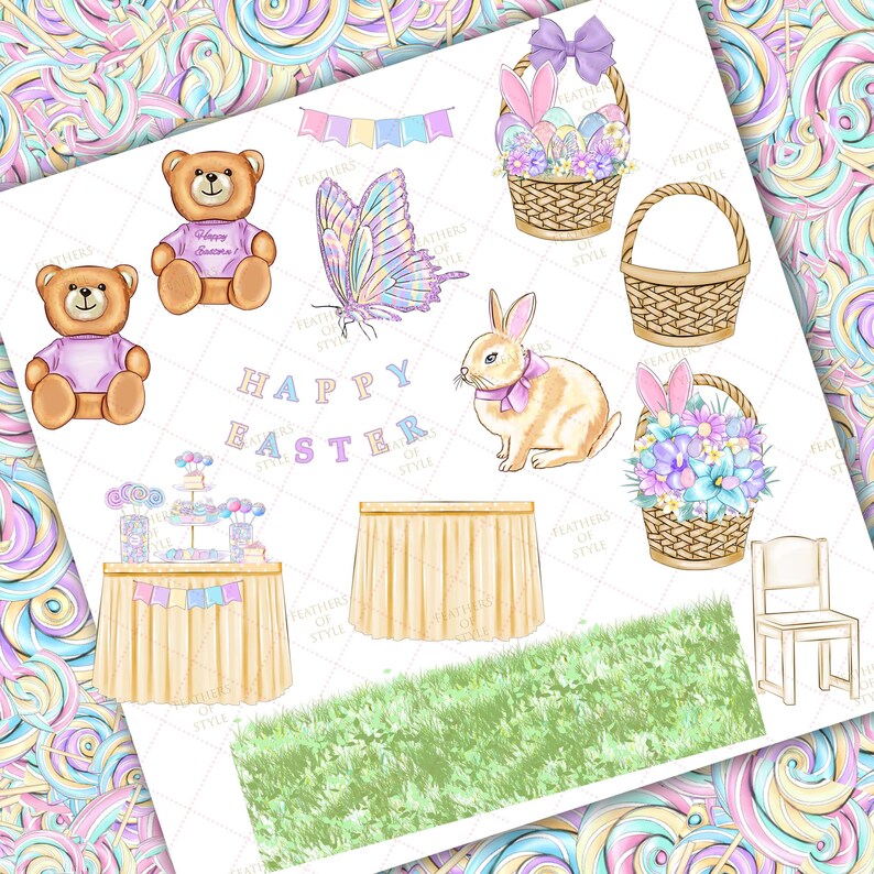 Easter Clipart, Easter Eggs Clipart, Watercolor Easter, Easter Planner, Easter Bunny Clipart, Spring Planner image 8